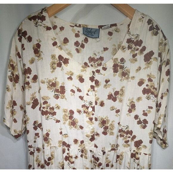 Vtg Select Floral Button Front Maxi Dress 3X Cottagecore Prairie Grunge 90s - Picture 3 of 8